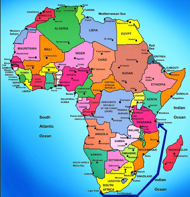 Colorful Physical Map Of Africa 17