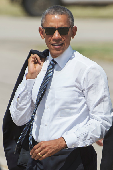 MADRID, SPAIN - JULY 10: US President Barack Obama departs from Torrejon Airport to Rota Naval Base in Cadiz on July 10, 2016 in Madrid, Spain. President Obama arrived yesterday from the NATO summit in Warsaw and has reportedly had to shorten his first official visit to Spain after the Dallas shootings which killed five policemen on Thursday. (Photo by Carlos Alvarez/Getty Images)